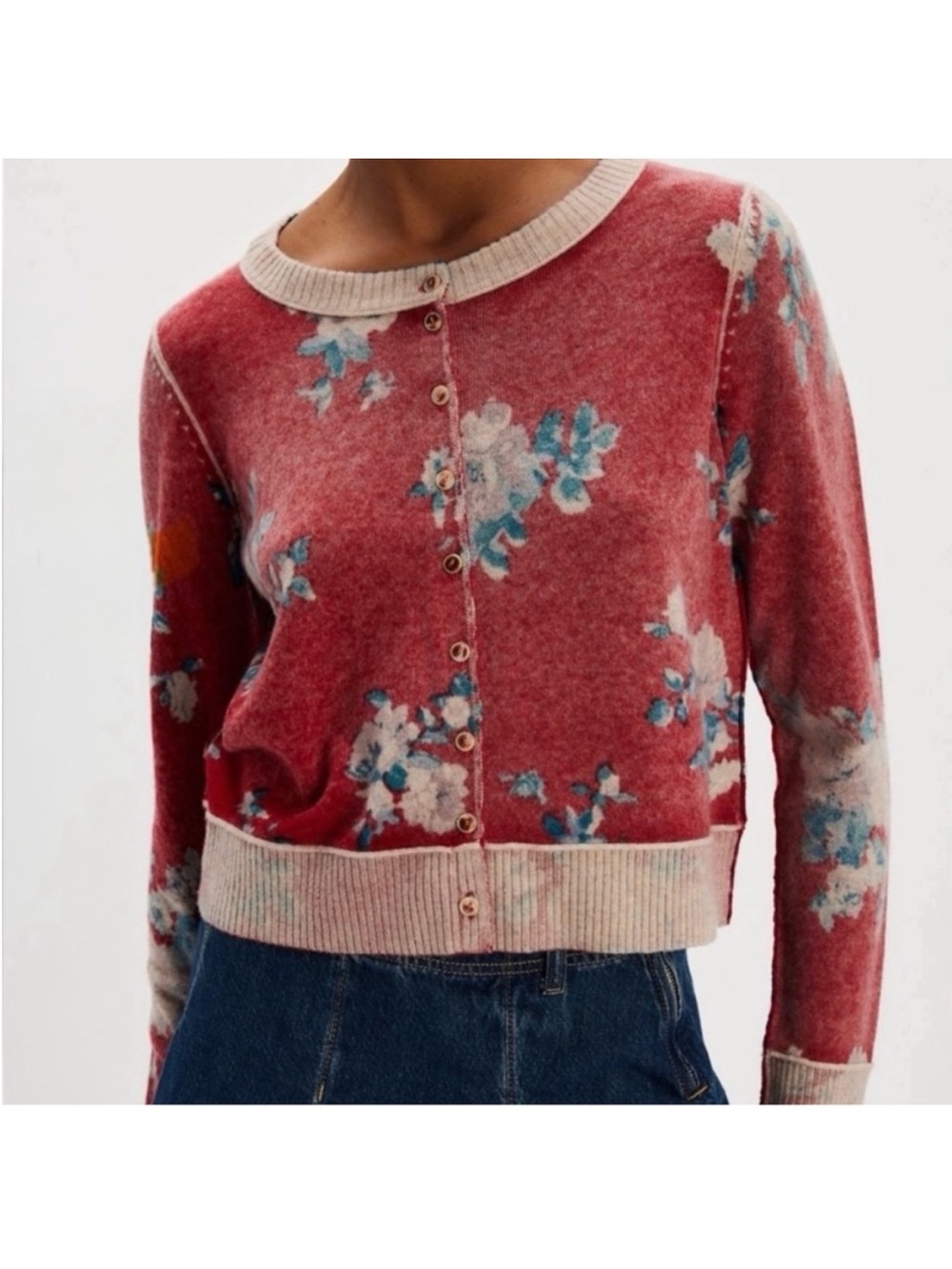 Free People NWOT Nocturnal Patterned Cardigan Salsa Combo